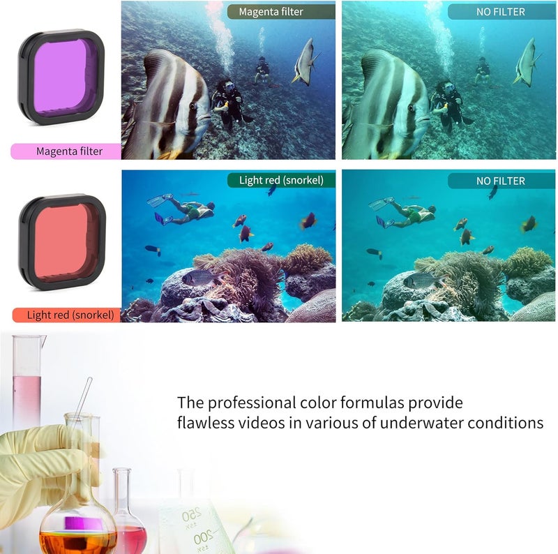 SOONSUN 6-Pack Lens Filter Set for GoPro Hero 13 Black - (ND8, ND16, ND32, CPL, Red, Magenta) Neutral Density, Circular Polarizer & Snorkeling Filters for Outdoor Photography & Video Shooting - Image 4